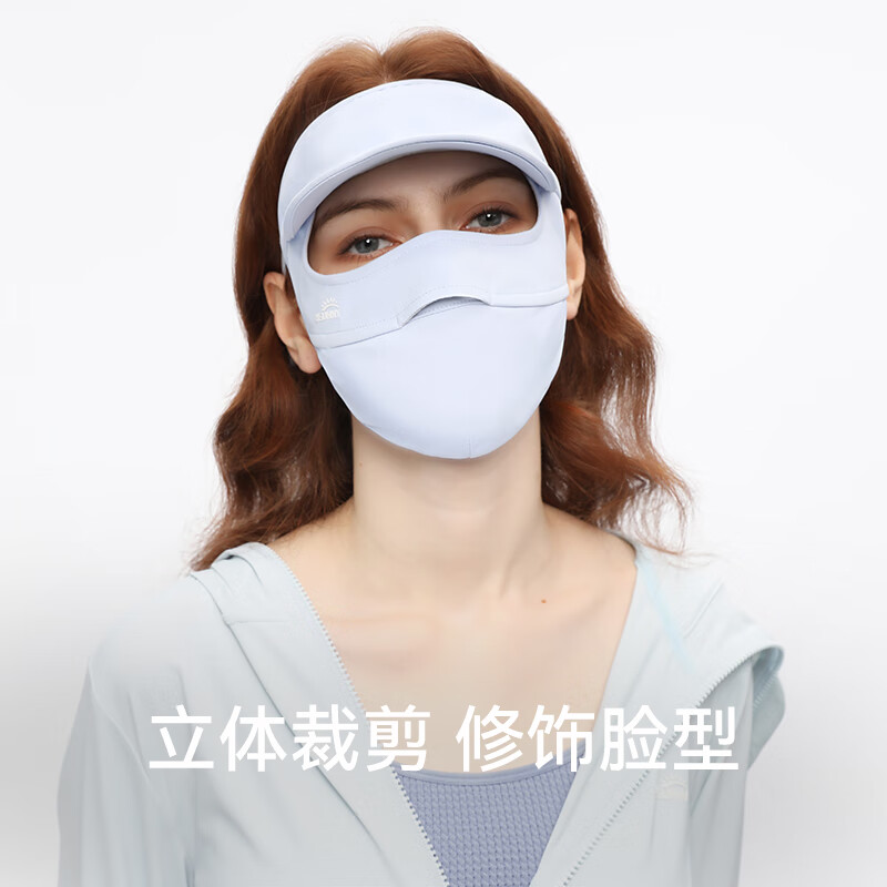OhSunny防晒口罩防紫外线轻薄透气带帽檐全脸防护防晒面罩 暗夜黑-帽檐基础款