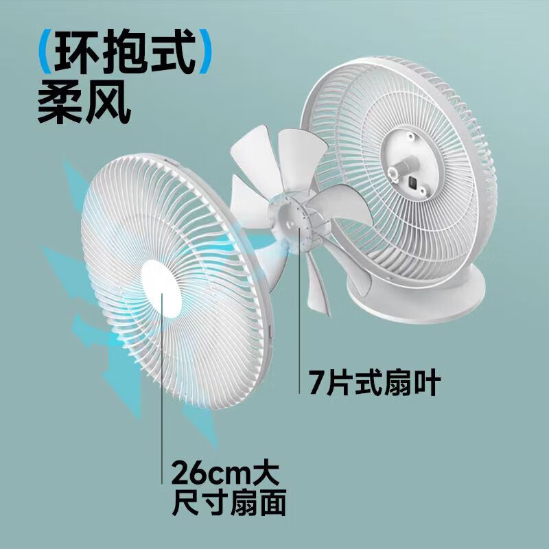 Heallux海路世台式电风扇家用充电两用直流轻音小型办公桌新款台扇桌面落地扇 【香薰晶石】直流轻音充电台扇