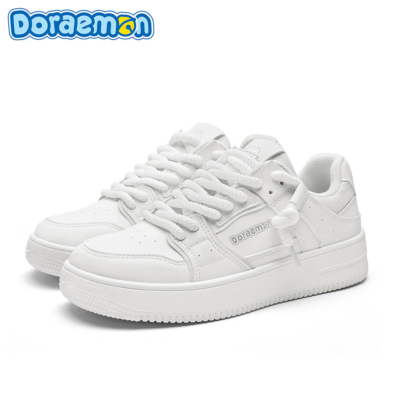 哆啦A梦板鞋男鞋夏季新款小白鞋男低帮透气厚底运动潮流百搭休闲鞋子男女 复古白 43