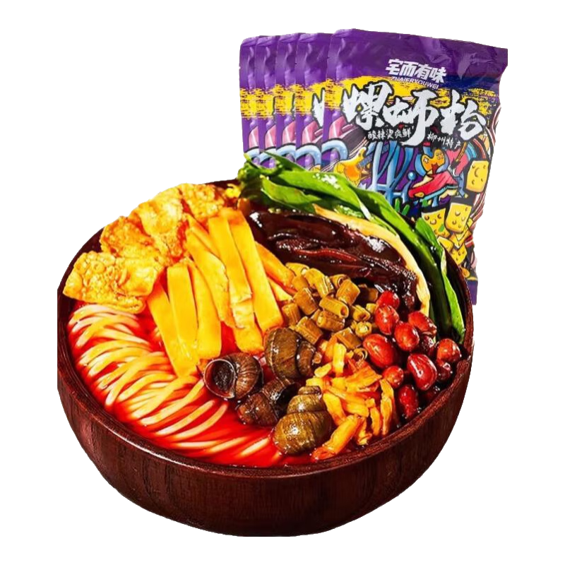 宅而有味螺蛳粉速食螺狮粉柳州特产加臭加辣酸辣懒人方便速食粉丝米线米粉 300g*3袋