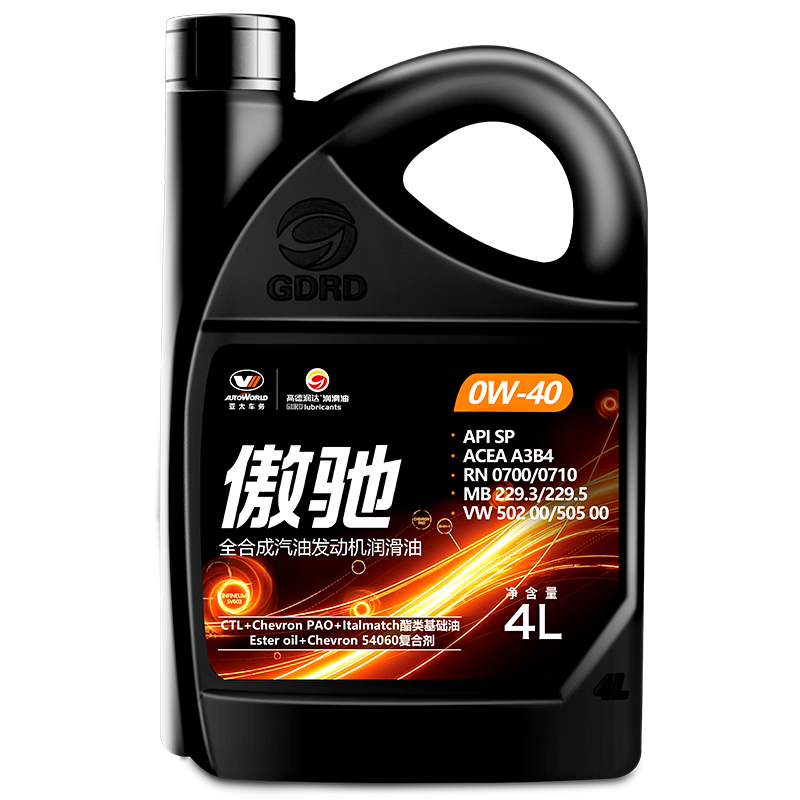 高德润达傲驰系列SP A3B4 0W-40 PAO酯类高灰分全合成汽机油 4L京东养车