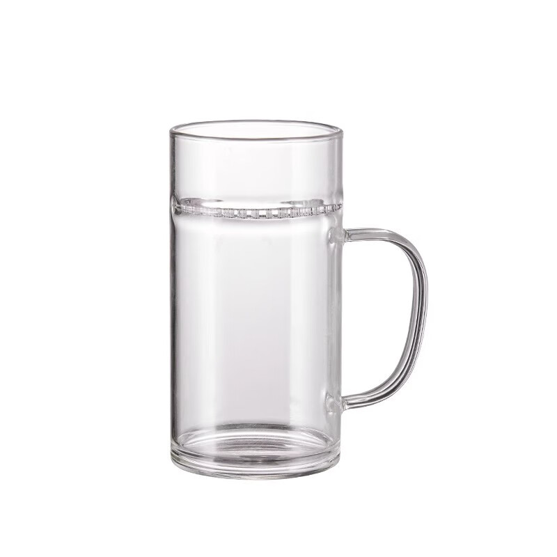 GIMAGIO月牙绿茶杯过滤茶水分离泡茶玻璃杯耐高温个人专用办公家用喝茶杯 透明色月牙杯300ml*6+杯架+托盘