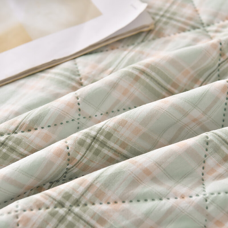 多兰诗(Duolanshi)夏凉被 可机洗小清新空调被宿舍单双人夏天薄被子 炫彩格绿 180*200cm