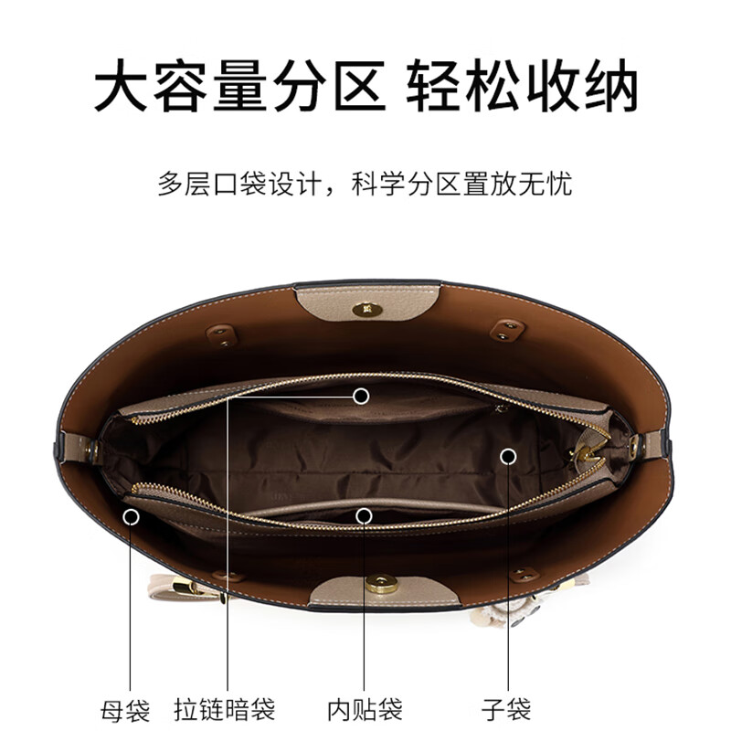 纪诗哲轻奢侈包包女包2025年新款女士托特大包送老婆女友生日礼物 米白灰【旗舰版】 品牌礼盒装