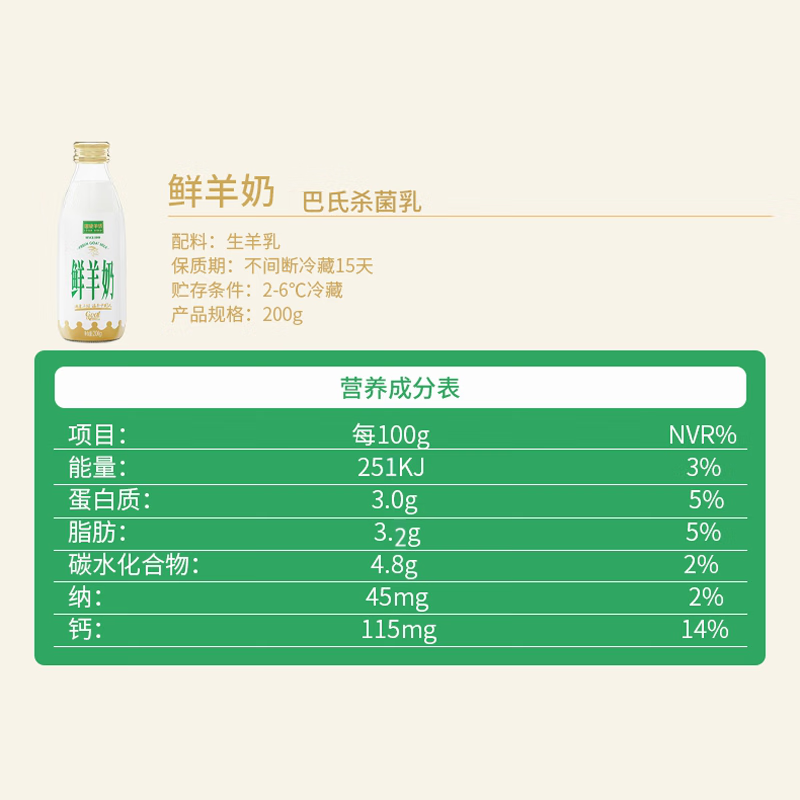 瑞康羊奶瑞康鲜羊奶200ml*5玻璃瓶纯鲜羊奶脱膻儿童中老年小分子早餐奶 鲜羊奶5瓶【当天生产】顺丰发货
