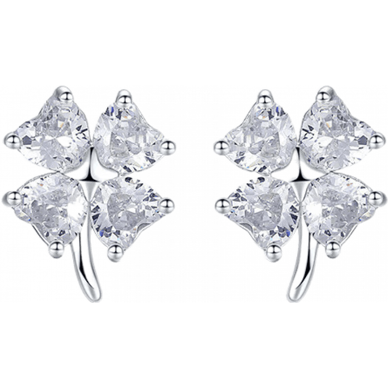 周六福（ZLF）母亲节礼物 S925银饰耳钉女爱心四叶草气质小众耳饰送 耳饰一对