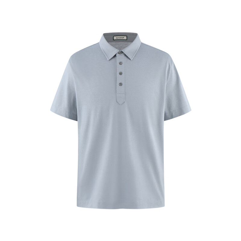 汉麻世家（HANP）男士休闲夏季有机麻凉感衬衫领POLO衫 淡蓝灰 M