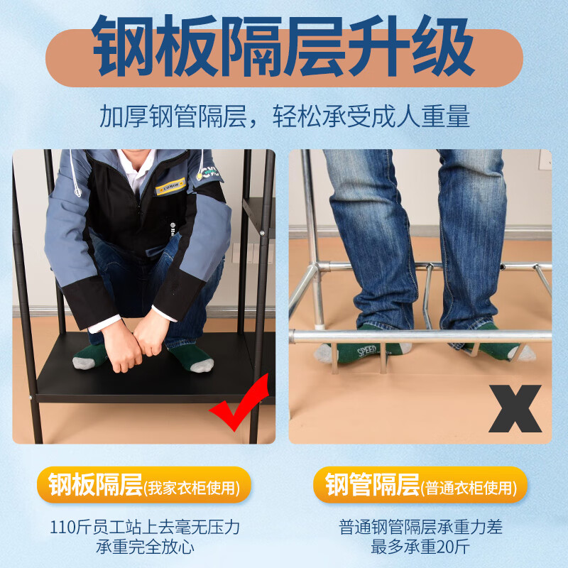 喜百利 简易衣柜全钢架加厚组装布衣柜出租房收纳家用卧室衣橱结实耐用 2.05米/ 粉红世家/铝合金接头