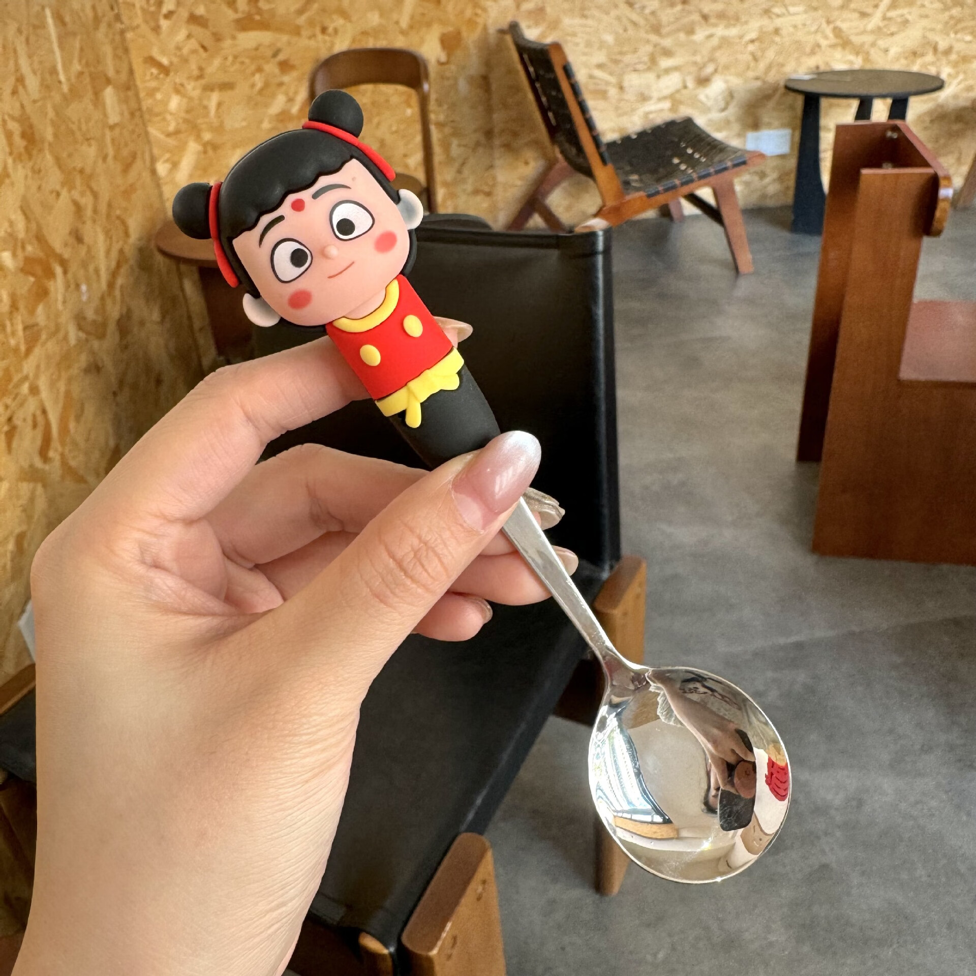 哪吒可爱儿童勺子宝宝叉子家用304不锈钢调羹吃饭汤勺硅胶餐具 哪吒