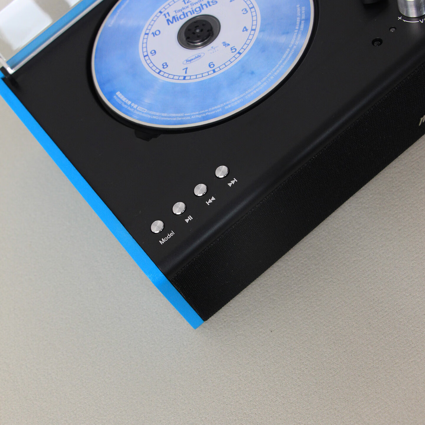 名伶M300黑胶复古CD机播放机听专辑蓝牙播放多功能桌面音箱生日礼物精致摆设 湖水蓝