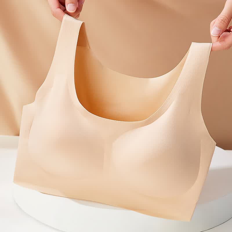 芬腾内衣女【无痕美背】自由无尺码背心式薄款无钢圈文胸罩2件装 水绿/肤色 均码