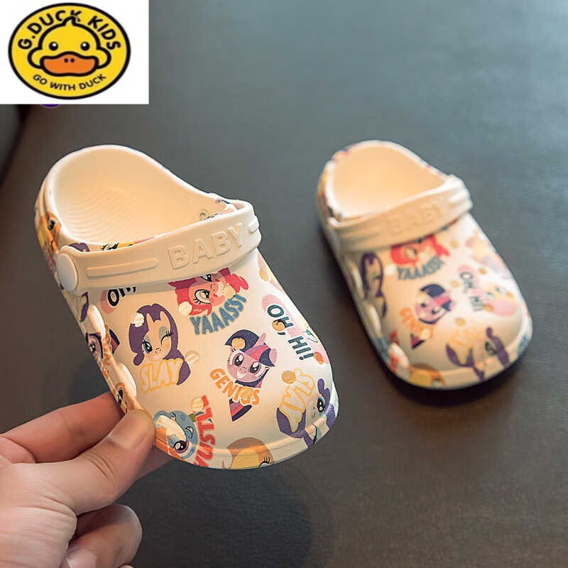 G. DUCKKIDS宝宝洞洞鞋儿童拖鞋室内防滑夏季女宝婴儿幼儿外穿凉拖鞋 白 14 0码内长13.5cm b