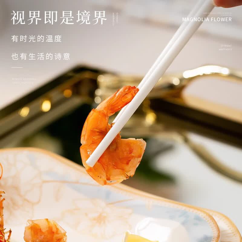 梵创景德镇正宗陶瓷筷子10双家用高档抗菌防霉中式防滑耐高温健康餐具 【礼盒装】时光漫步陶瓷筷子10双