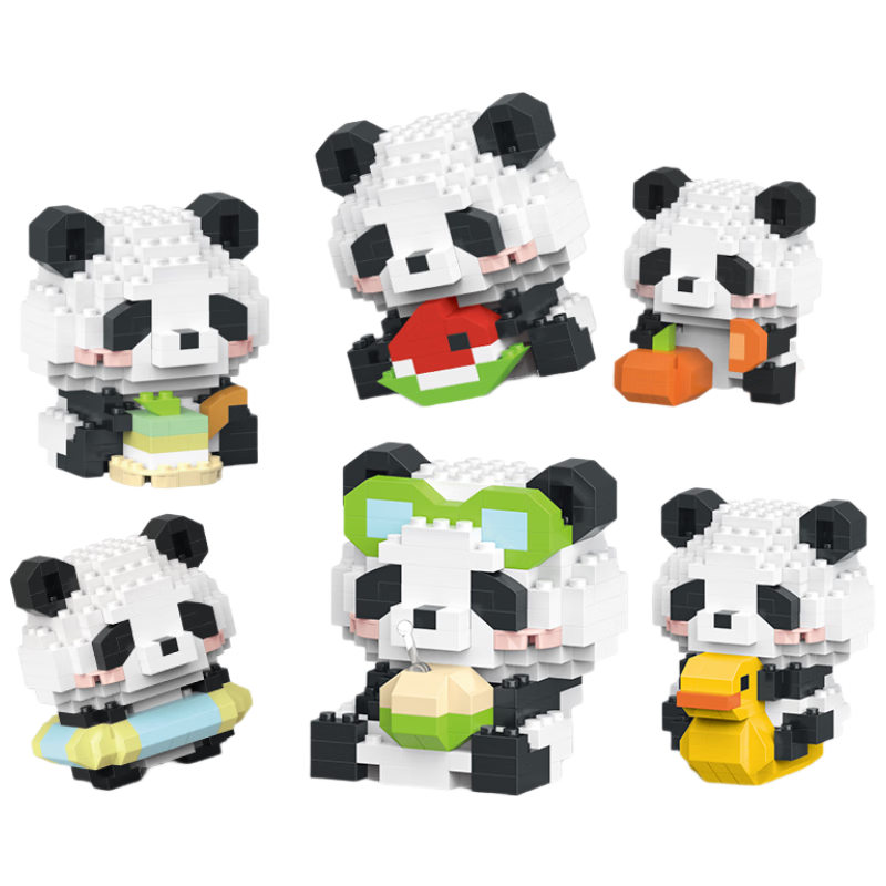 淼焱【三拼】兼容乐高积木拼装熊猫花花果赖儿童玩具7-14岁生日礼物