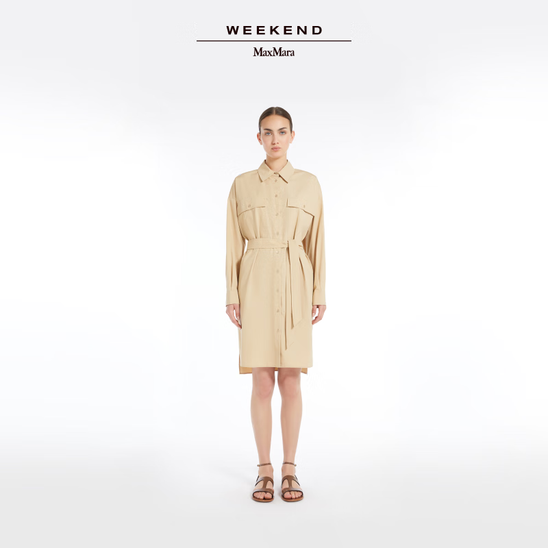 Weekend Max Mara 2025春夏新品女装棉府绸衬衫连衣裙5221085206 米色 40