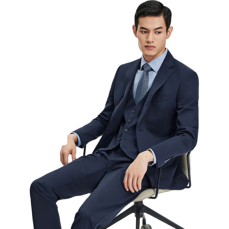 金利來【可機(jī)洗羊毛】秋冬男士西服易打理商務(wù)高級正裝西裝 藏藍(lán) 2XL