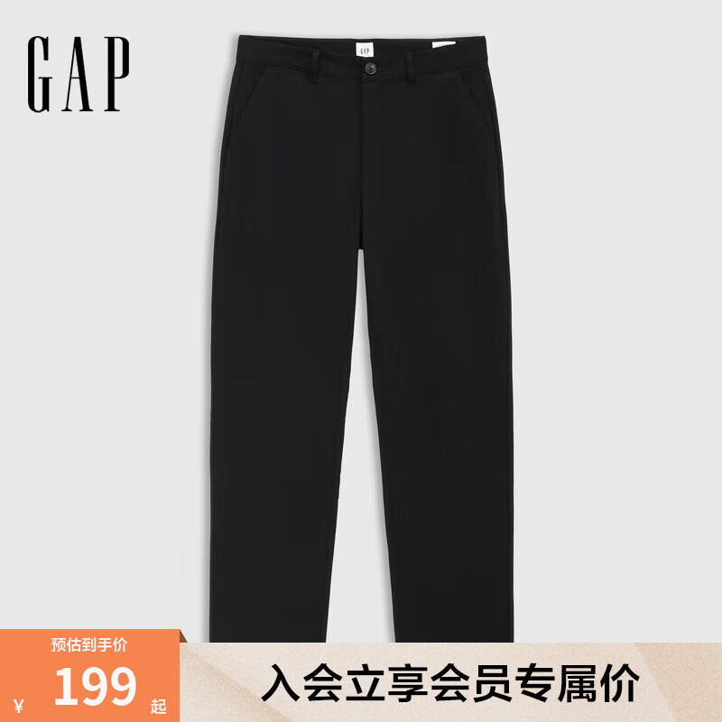 Gap男裝2025春季新款基礎款直筒卡其褲百搭簡約風休閑長褲723811 黑色 33 （180/88A）亞洲尺碼