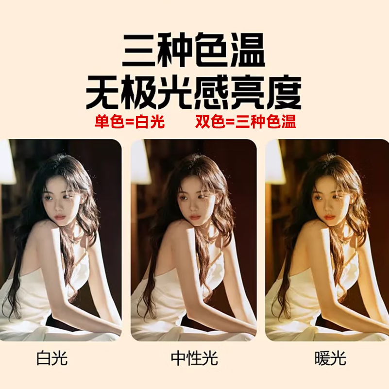 灯为直播间补光灯DW系列主播美颜柔光灯箱室内专业摄影灯拍照拍摄坐播 DW-300Bi双色