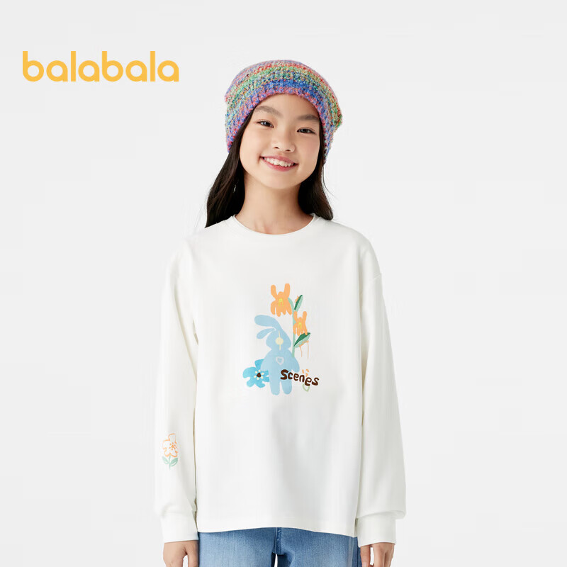 巴拉巴拉童装女童长袖T恤秋装卫衣印花宽松24100005