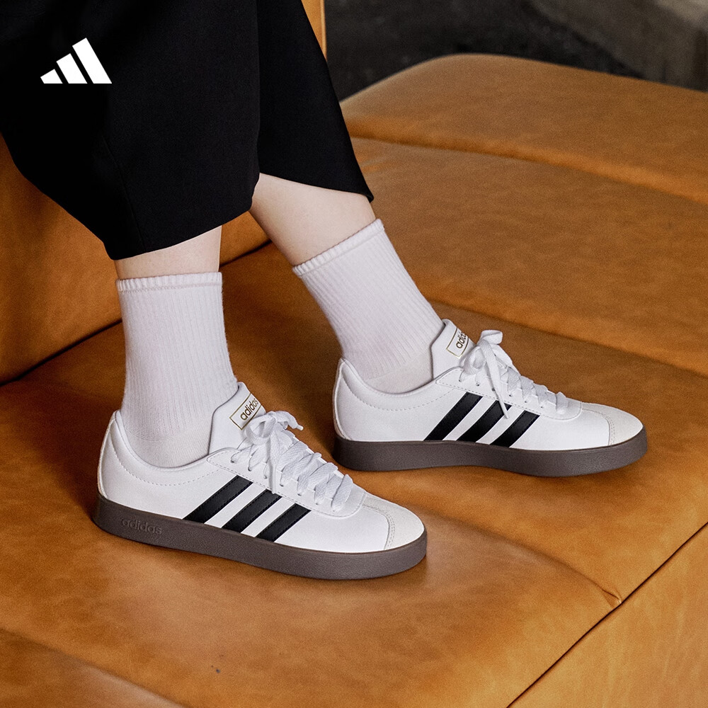 adidas「T头鞋」VL COURT 2.0复古休闲板鞋德训鞋阿迪达斯轻运动 白色/黑色/灰色JQ2470（推荐选小半码） 37