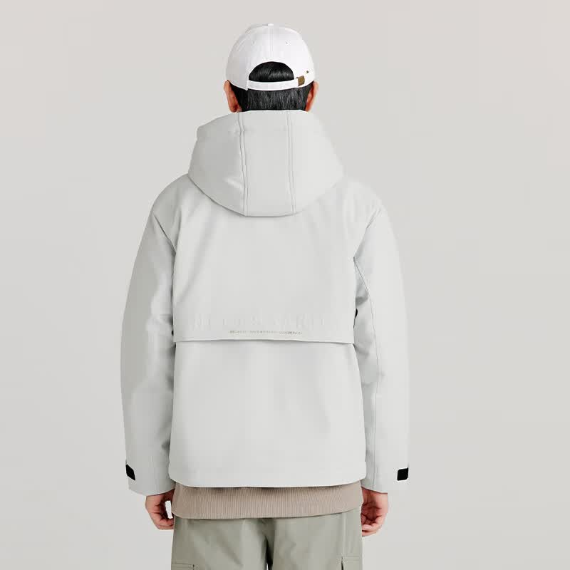 千仞岗秋冬季工装夹克羽绒服男士休闲运动连帽上衣简约防寒服保暖外套 魔力黑 L (170)