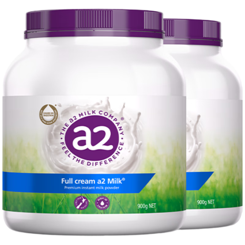 a2紫吨吨奶粉全脂高钙高蛋白成人儿童学生中老年全家营养900g*2