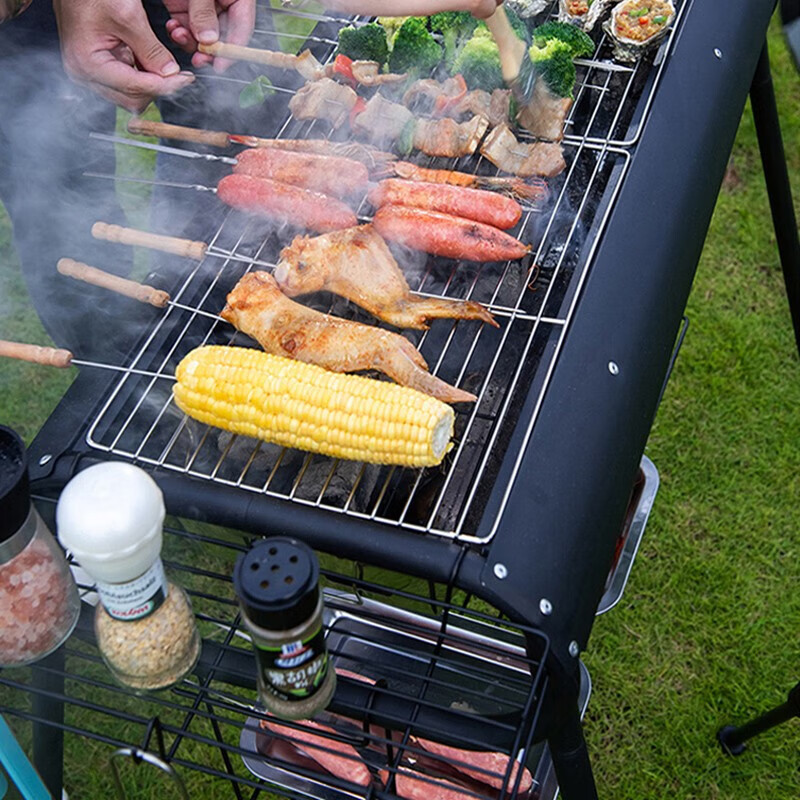何大屋（Hodtown）烧烤炉户外BBQ烧烤架木炭烧烤碳烤炉家用便捷烧烤炉子烤网+烤盘  一体式烧烤炉