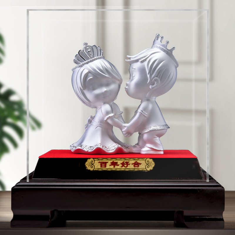 永隆金号精铸足银摆件幸福美满百年好合朋友父母长辈金婚结婚周年纪念
