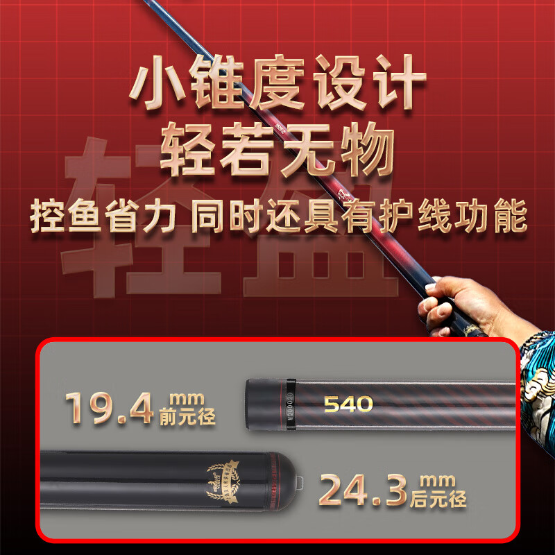 美人鱼千斤顶巨物MAX大物竿巨物竿台钓鱼竿黑坑青鱼竿轻硬7H19钓拖钓竿 7H 19调 5.4米（送竿稍）