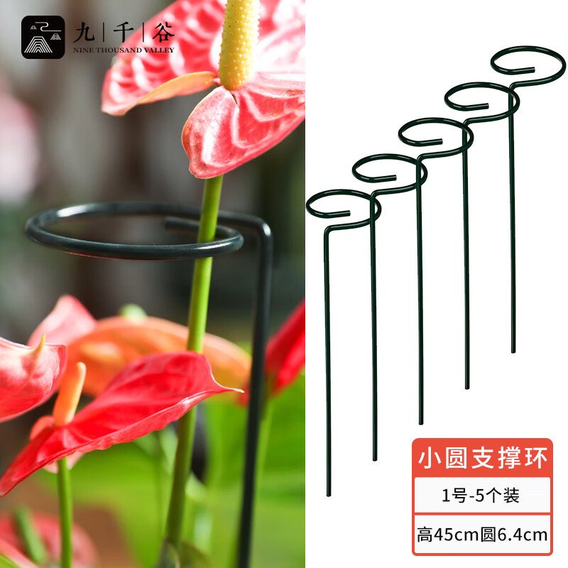 九千谷植物爬藤架包塑钢管园艺支架护花架支撑杆圆环型45CM5个装6423