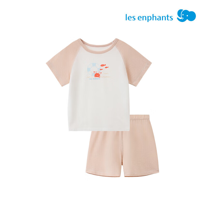 丽婴房（Les enphants）儿童5A家居服套装男童女童睡衣夏季短袖短裤套装 春日海滨 100 cm