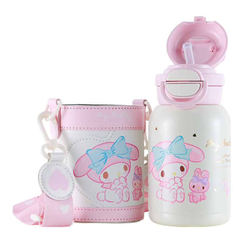 杯具熊（BEDDYBEAR）開口笑兒童雙飲保溫杯男女小學生寶寶吸管水杯送禮保溫壺女士杯子 雙飲保溫杯-可可美樂蒂600ml