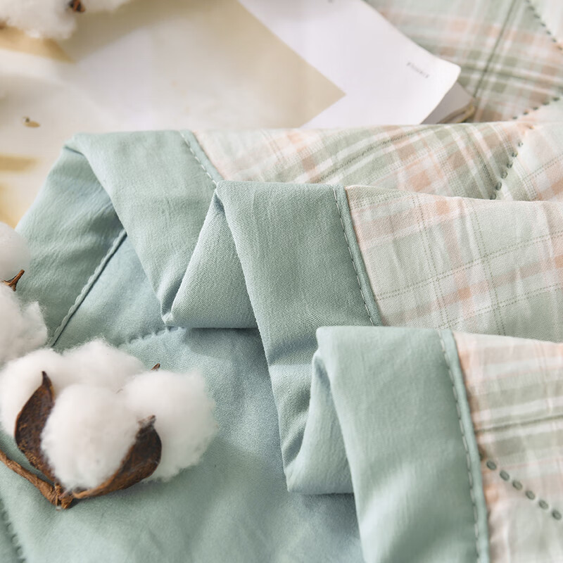 多兰诗(Duolanshi)夏凉被 可机洗小清新空调被宿舍单双人夏天薄被子 炫彩格绿 180*200cm