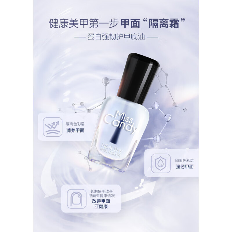 糖果小姐（Miss Candy）健康甲油15ml 指甲油春夏可撕拉美甲素顏霜游空裸色顯白 NF002蛋白強(qiáng)韌護(hù)甲底油.[美甲 1件