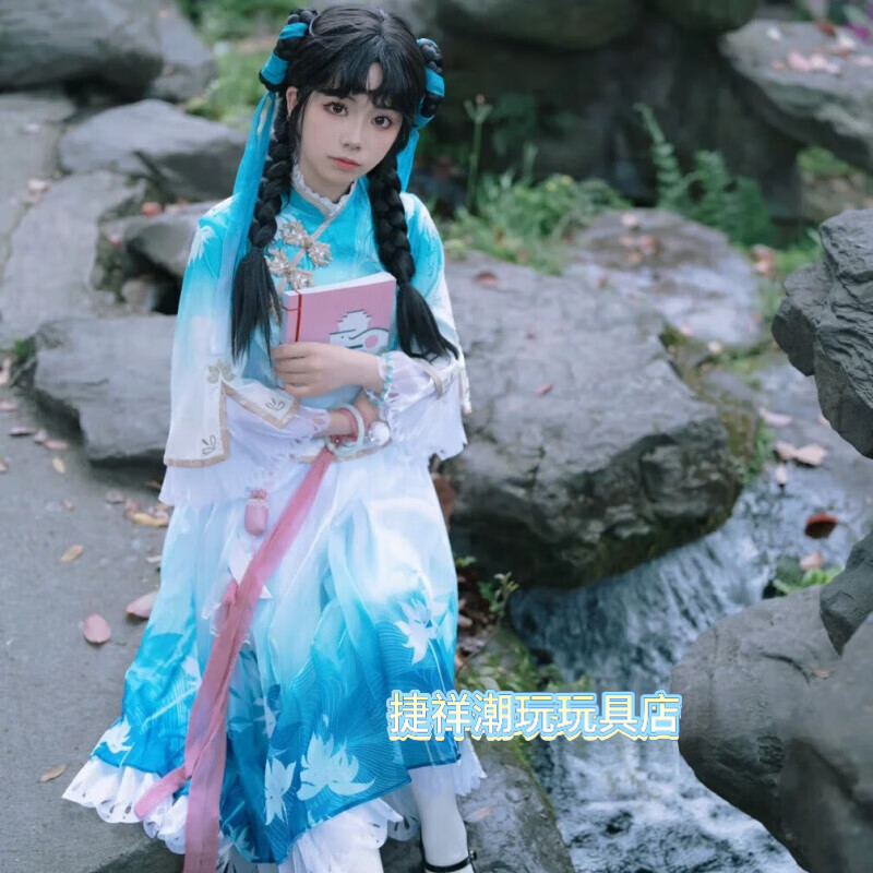 蓬源玩具西施cos服诗雨江南 网游周边王者荣耀COS服民国少女毕业服 西施衣服+配饰+假发 XL