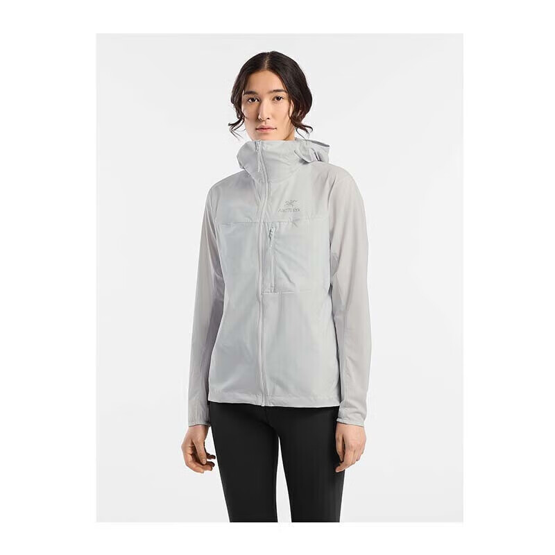 始祖鳥（ARC'TERYX）SQUAMISH HOODY 24新款風(fēng)殼 輕質(zhì)舒適耐磨男女同款連帽夾克皮膚衣 Atmos/原子灰 S