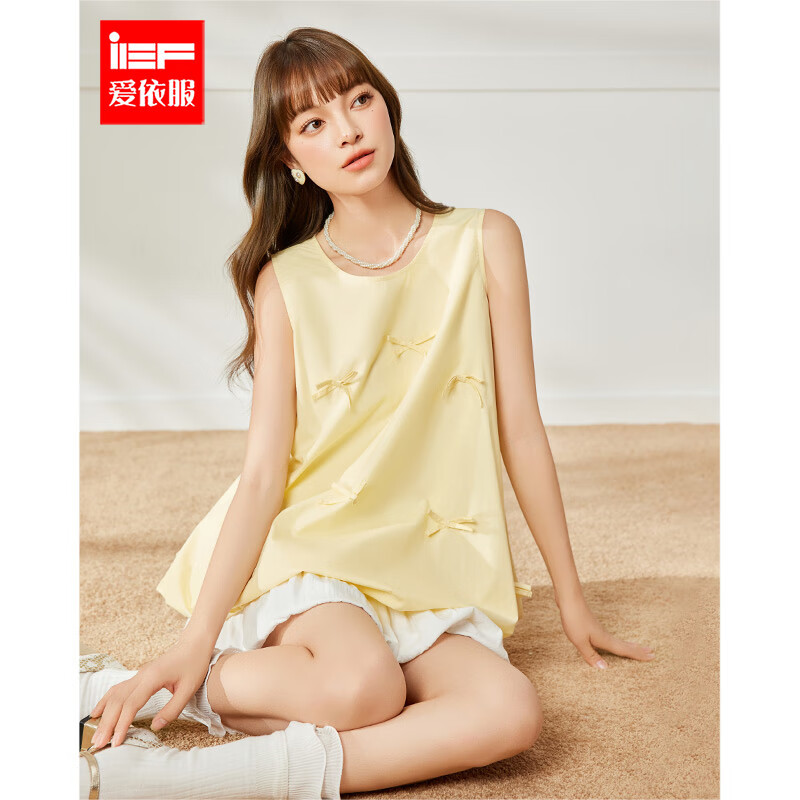 IEF/愛依服女裝套裝2025夏季新款法式甜美減齡少女風百搭上下套裙 淡黃 M