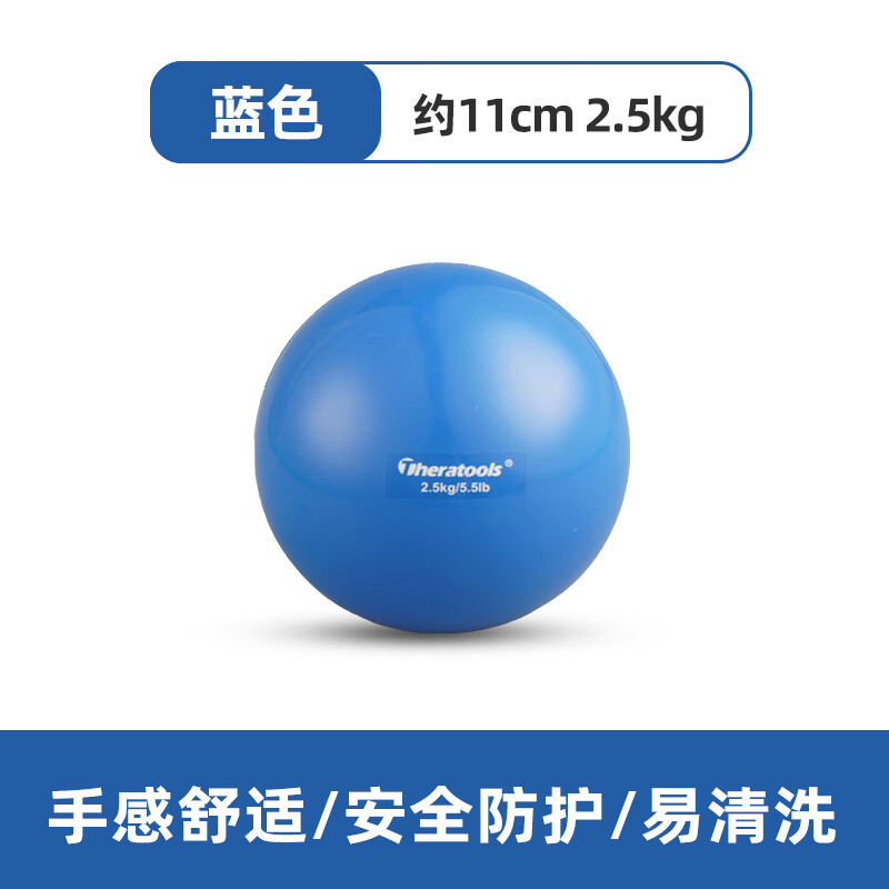 软式重力球健身球瑜伽灌沙球手球手指康复抓握训练球PVC运动球 蓝色/5.5磅/2.5kg
