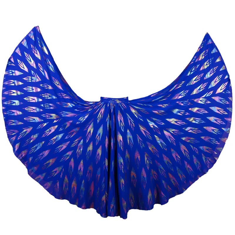 炫逐新疆舞蹈服装女大摆裙720度连衣裙演出服民族特色彩裙练习裙双层 宝蓝色 L