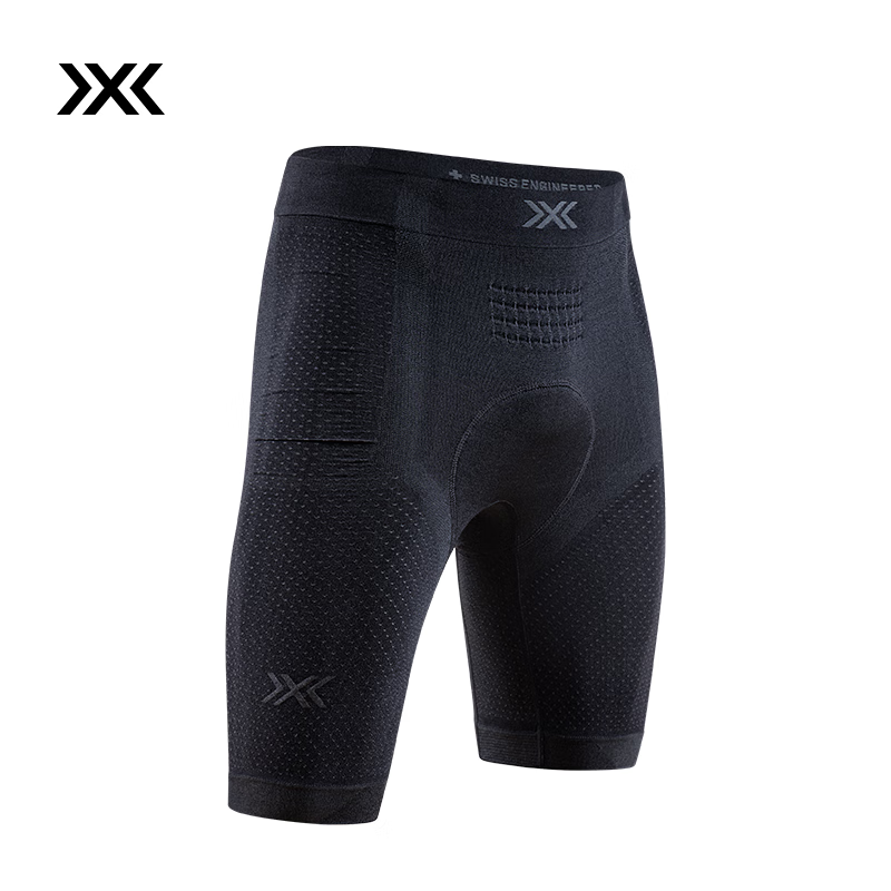 XBIONIC XCEED騎行服男士拉鏈短袖上衣騎行褲短褲公路自行車騎行排汗透氣 極限黑/犀牛灰 騎行褲 2XL