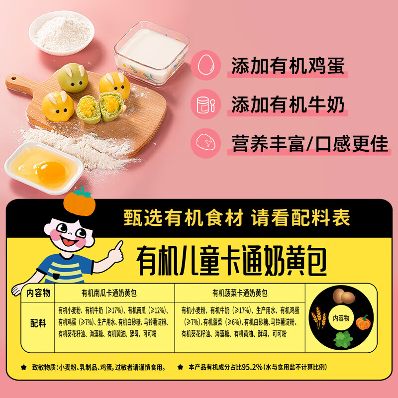九洲丰园有机儿童小兔奶黄包 – 仅售￥29.9！宝宝早餐好选择