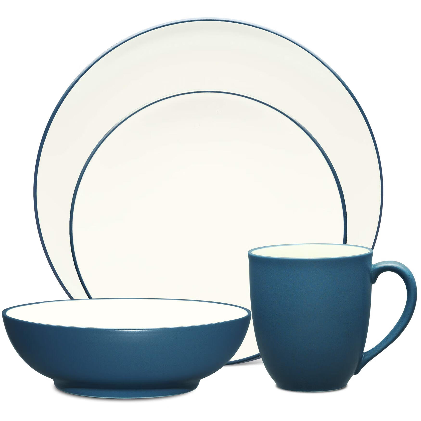 則武（Noritake） 藍色陶瓷餐具4件套 現代簡(jiǎn)約風(fēng)格 家用餐具