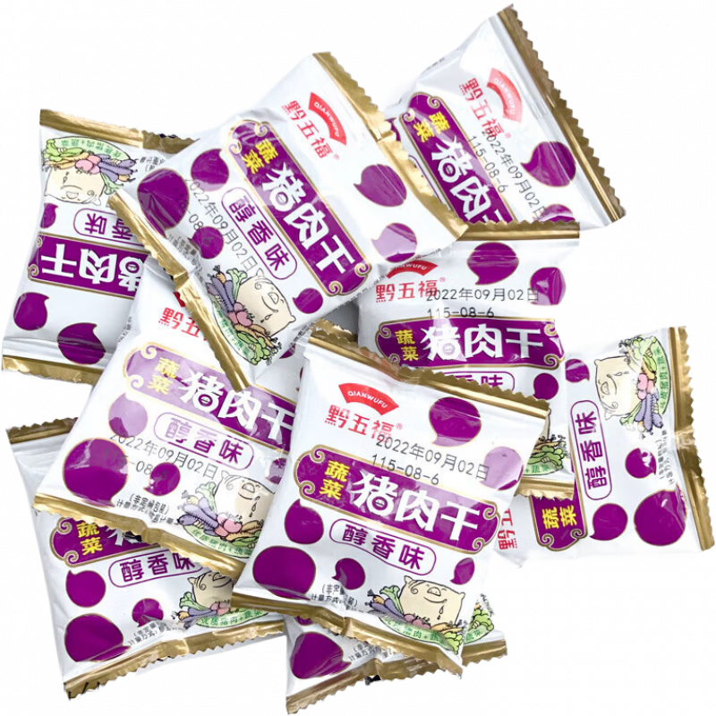 黔五福醇香豬肉干250g豬肉片蔬菜豬肉丁豬肉干豬肉粒貴州休閑零食  豬肉 250g 豬肉干醇香味【不辣】(250