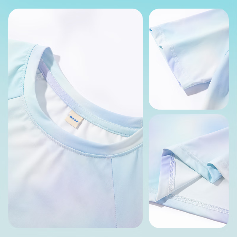 回力童装儿童短袖2026新款男童速干凉感T恤夏季女童UPF50+防晒上衣潮 【凉感UPF50+】蓝绿/H白杠字 140