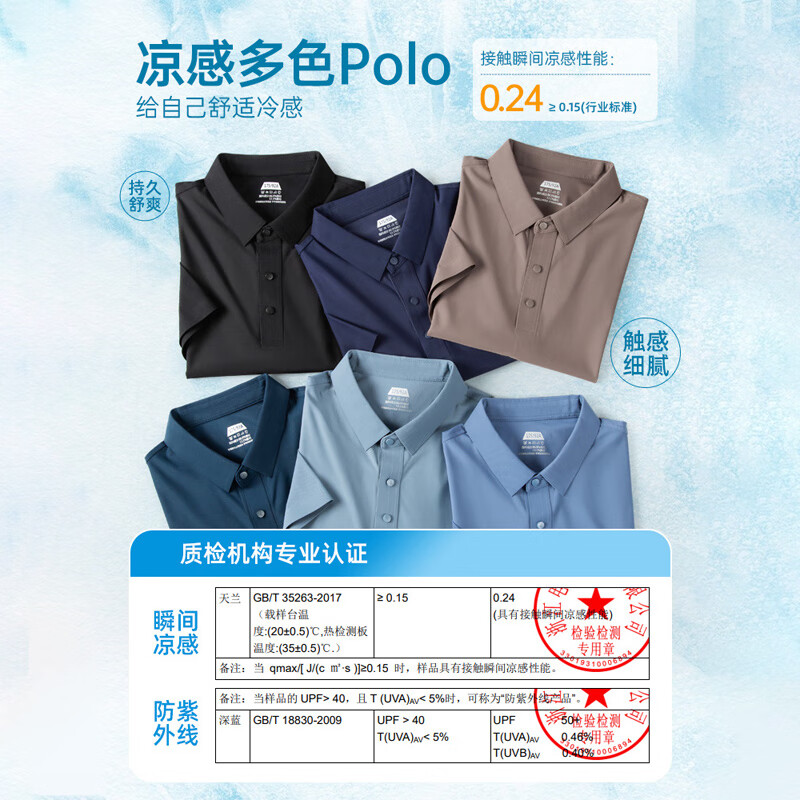 罗蒙（ROMON）冰丝高弹+7A抗菌男士凉感翻领短袖POLO夏季新款T恤 灰绿 M 170(建议100-120斤)