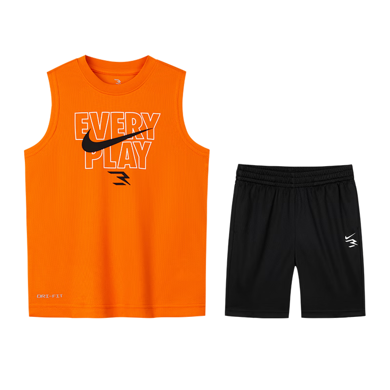 NIKE3BRAND 耐克男童背心+短褲2件套25夏季網(wǎng)眼速干吸汗兒童運動套裝