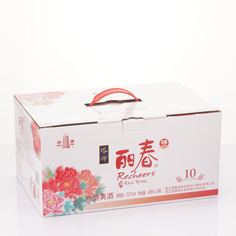 塔牌 十年锦丽春 半干型绍兴黄酒 立春花雕酒 礼盒送礼 428mL 6瓶 礼盒装