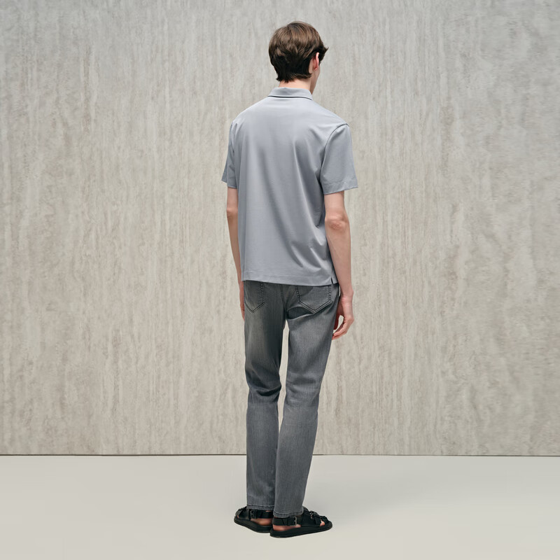 汉麻世家（HANP）男士休闲夏季有机麻凉感衬衫领POLO衫 淡蓝灰 M