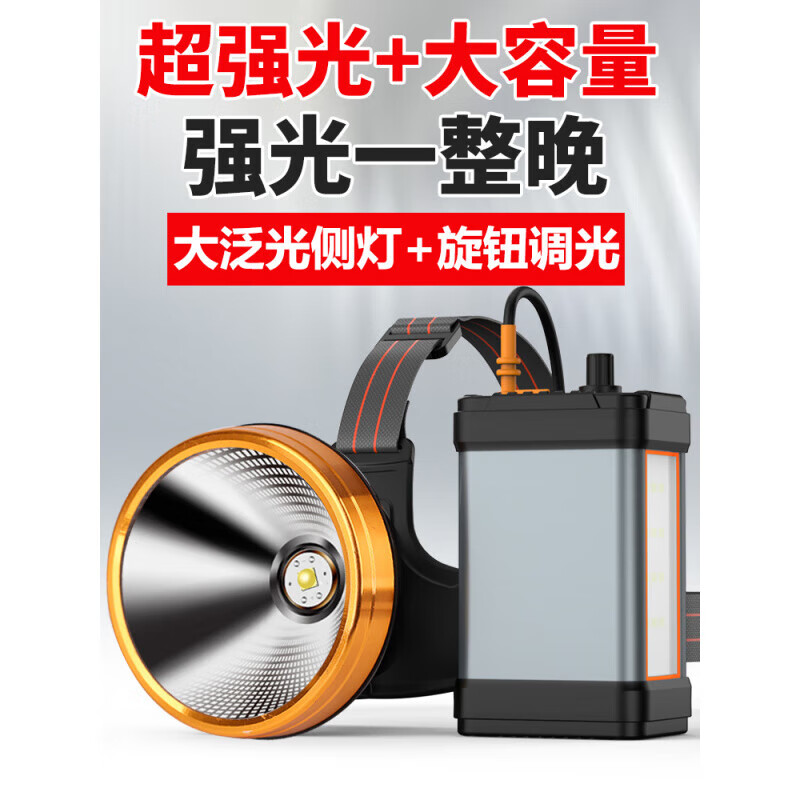 光明大將【新品】頭燈強光充電超亮頭戴式黃光戶外超長續(xù)航100黃鱔專用小 G15白光800M版-送黃藍鏡片-7到14