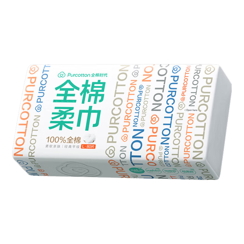 全棉时代 一次性洗脸巾婴儿棉柔巾 1层 80抽*1包